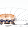 Sapphire Chiseled Rose Gold Men Ring