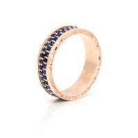 Sapphire Chiseled Rose Gold Men Ring
