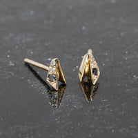 Black & White Diamond Yellow Gold Edges Stud Earrings