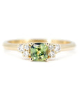 CUSHION GREEN SAPPHIRE DESIR RING | Yellow Gold