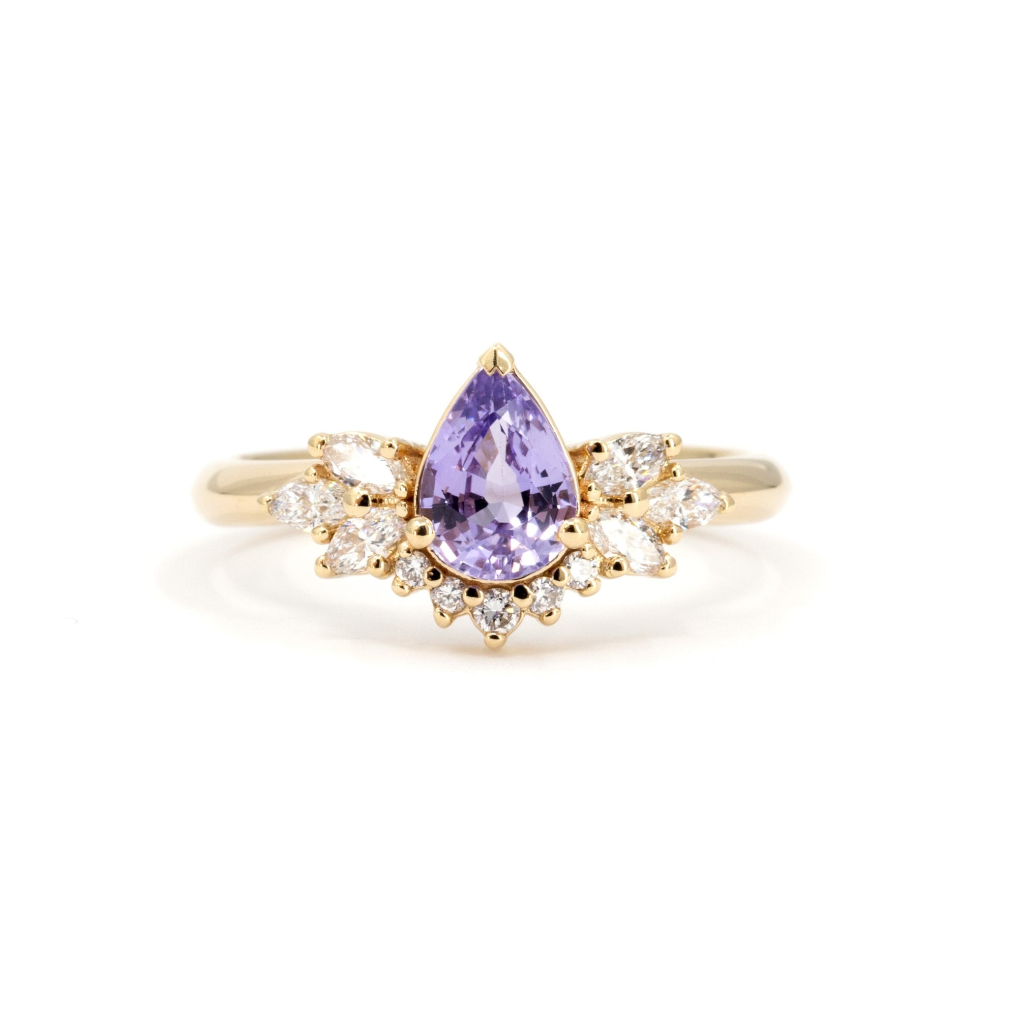 PURPLE PEAR SAPPHIRE &amp; DIAMOND | Yellow Gold