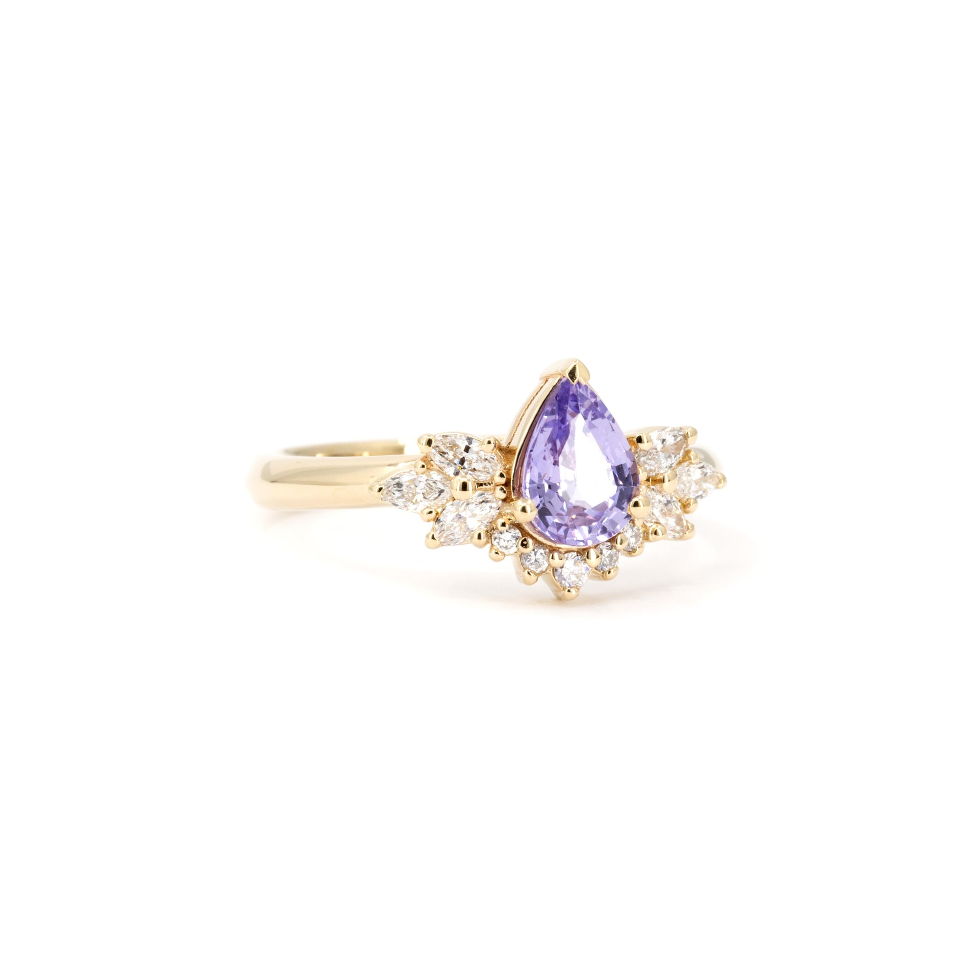PURPLE PEAR SAPPHIRE &amp; DIAMOND | Yellow Gold