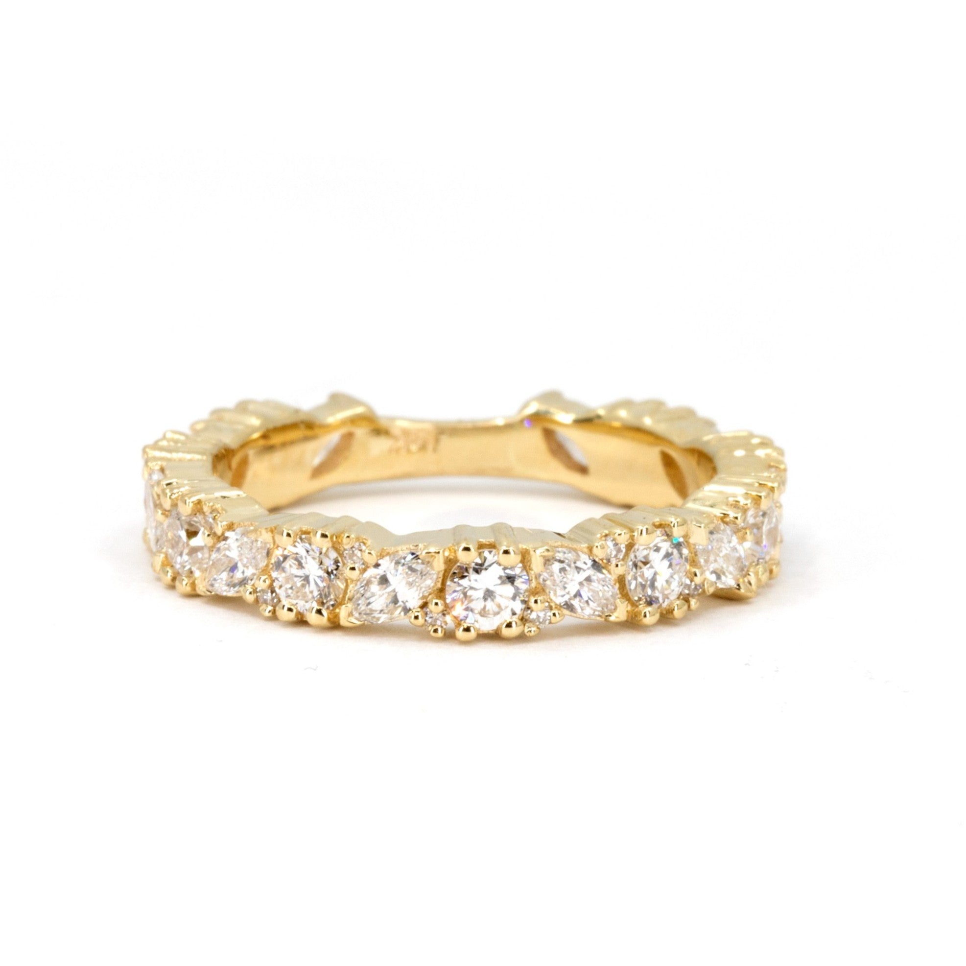 SMALL BOLD WEDDING BAND MIXED | Round &amp; Marquise | Yellow Gold Ring