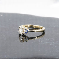 sapphire halo lab grown diamond engagement ring bridal jewelry designer bena jewelry