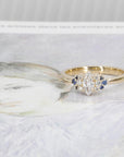 marquise shape lab grown diamond and sapphire engagement ring custom made in montreal