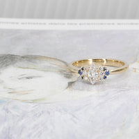 marquise shape lab grown diamond and sapphire engagement ring custom made in montreal