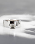 Boxy Lab Grown Emerald Shape Diamond White Gold Ring