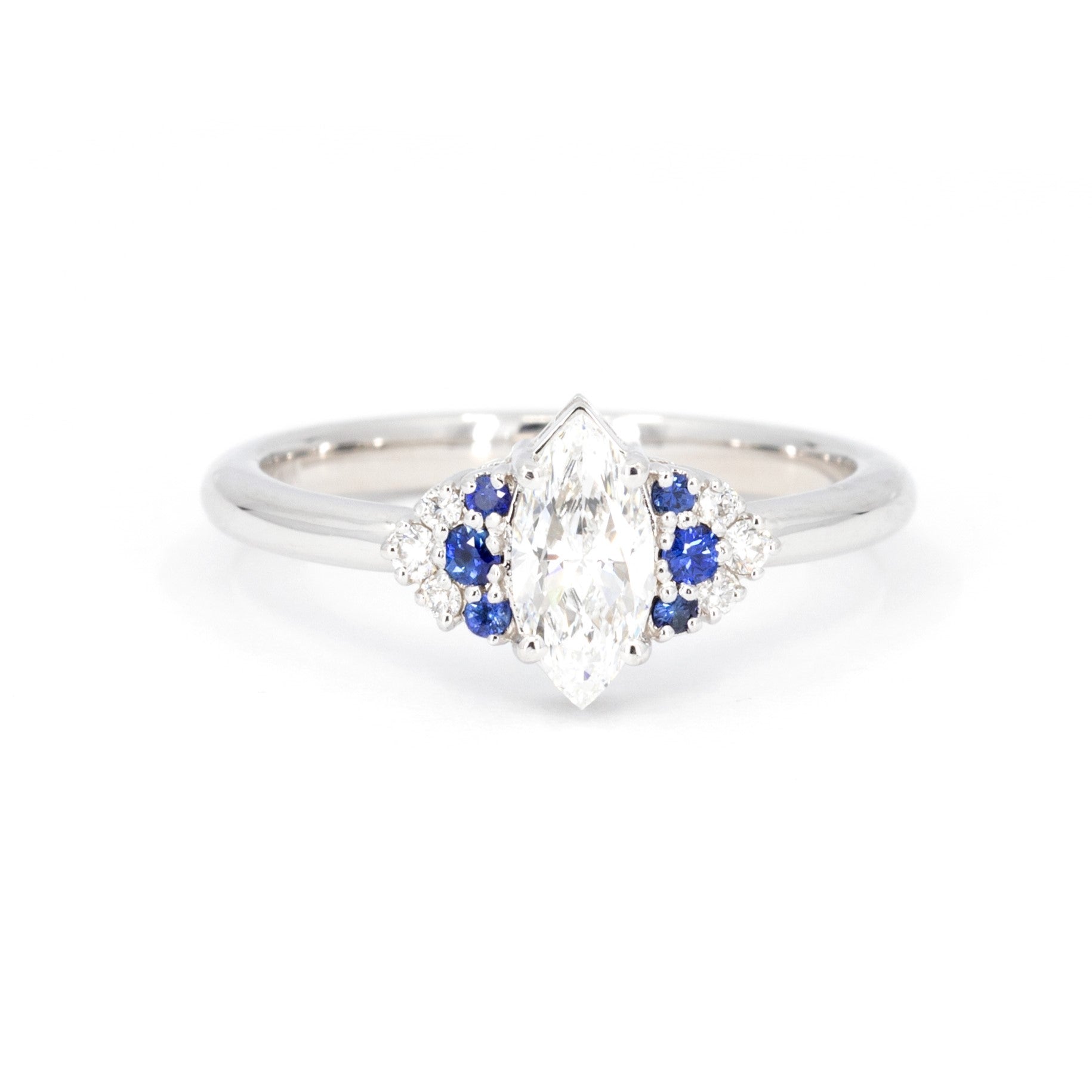 Marquise Shape Diamond Sapphire White Gold Ring