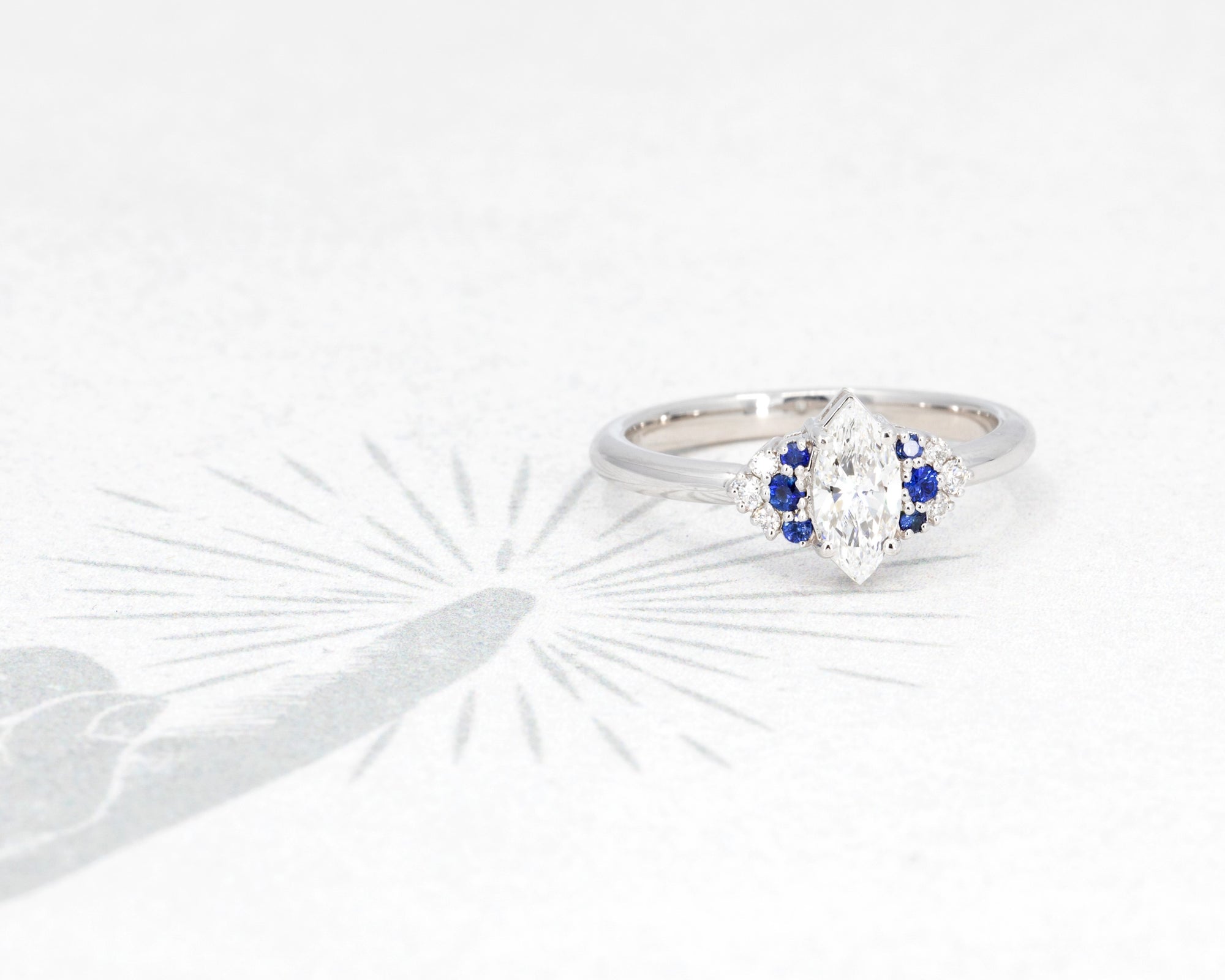 Marquise Shape Diamond Sapphire White Gold Ring