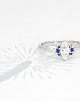 Marquise Shape Diamond Sapphire White Gold Ring