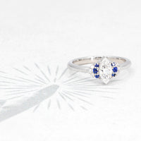 Marquise Shape Diamond Sapphire White Gold Ring