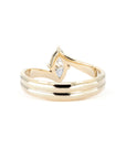 MARQUISE DIAMOND & DIAMOND and EMERLAD BAND RING | Yellow Gold