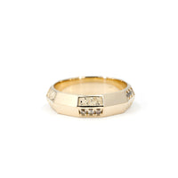 yellow gold brown diamond men wedding ring custom made in montreal by bena jewelry designer on white background