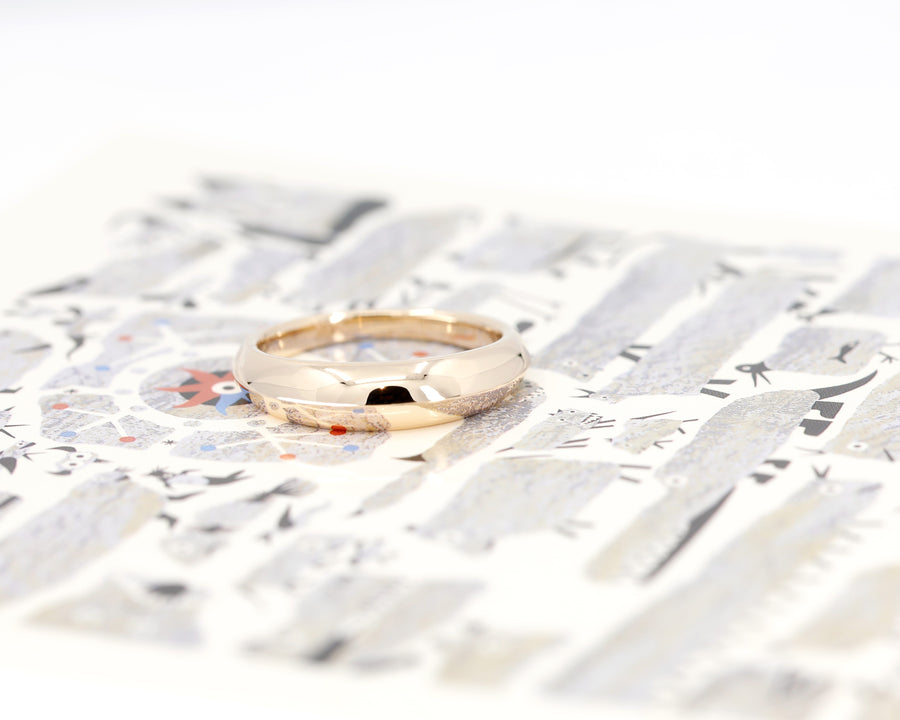 Yellow Gold Men Domed Wedding Band