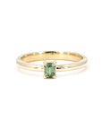 MINIMALIST GREEN SAPPHIRE BAGUETTTE RING  | Yellow Gold