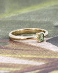 MINIMALIST GREEN SAPPHIRE BAGUETTTE RING  | Yellow Gold