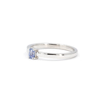 Minimalist Light Blue Sapphire Baguette White Gold Ring