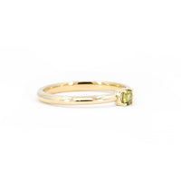 Minimalist Round Demantoid Garnet Yellow Gold Ring