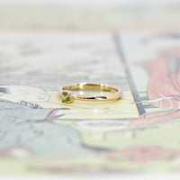 Minimalist Round Demantoid Garnet Yellow Gold Ring