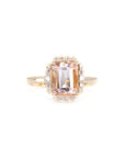 PEACH MORGANITE DIAMOND HALO RING | Yellow Gold