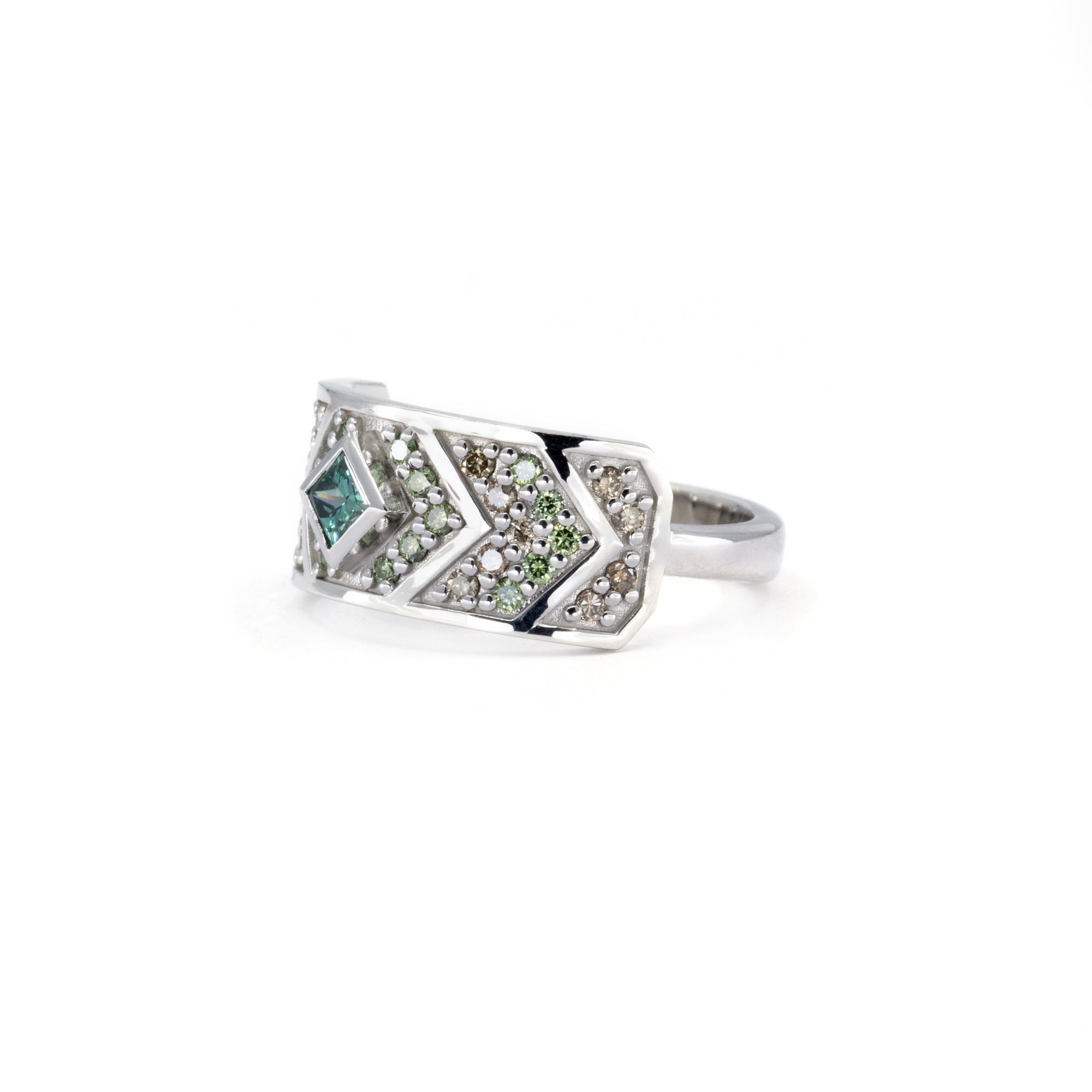 MOSAIQUE TEAL &amp; WHITE DIAMOND| White Gold