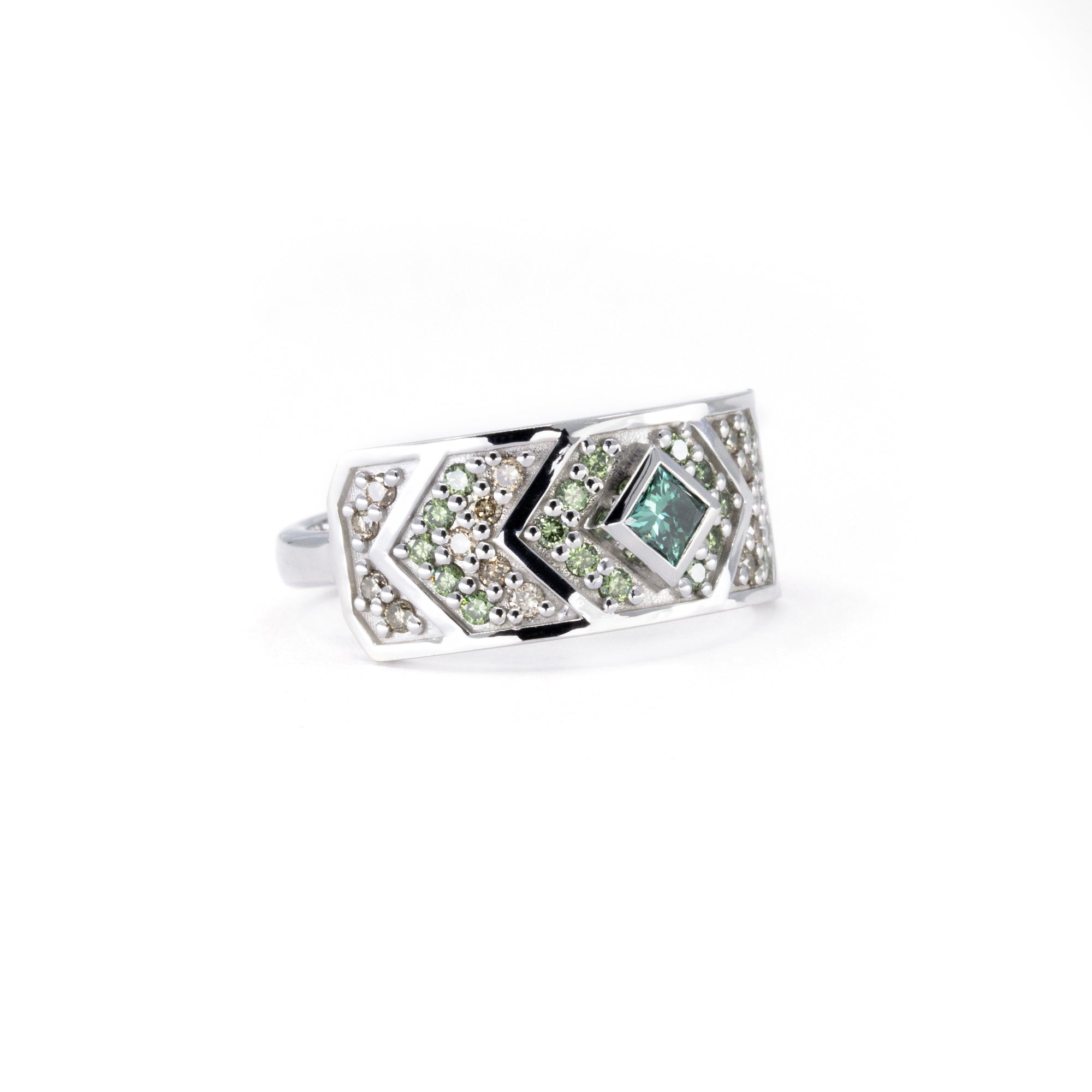 MOSAIQUE TEAL &amp; WHITE DIAMOND| White Gold