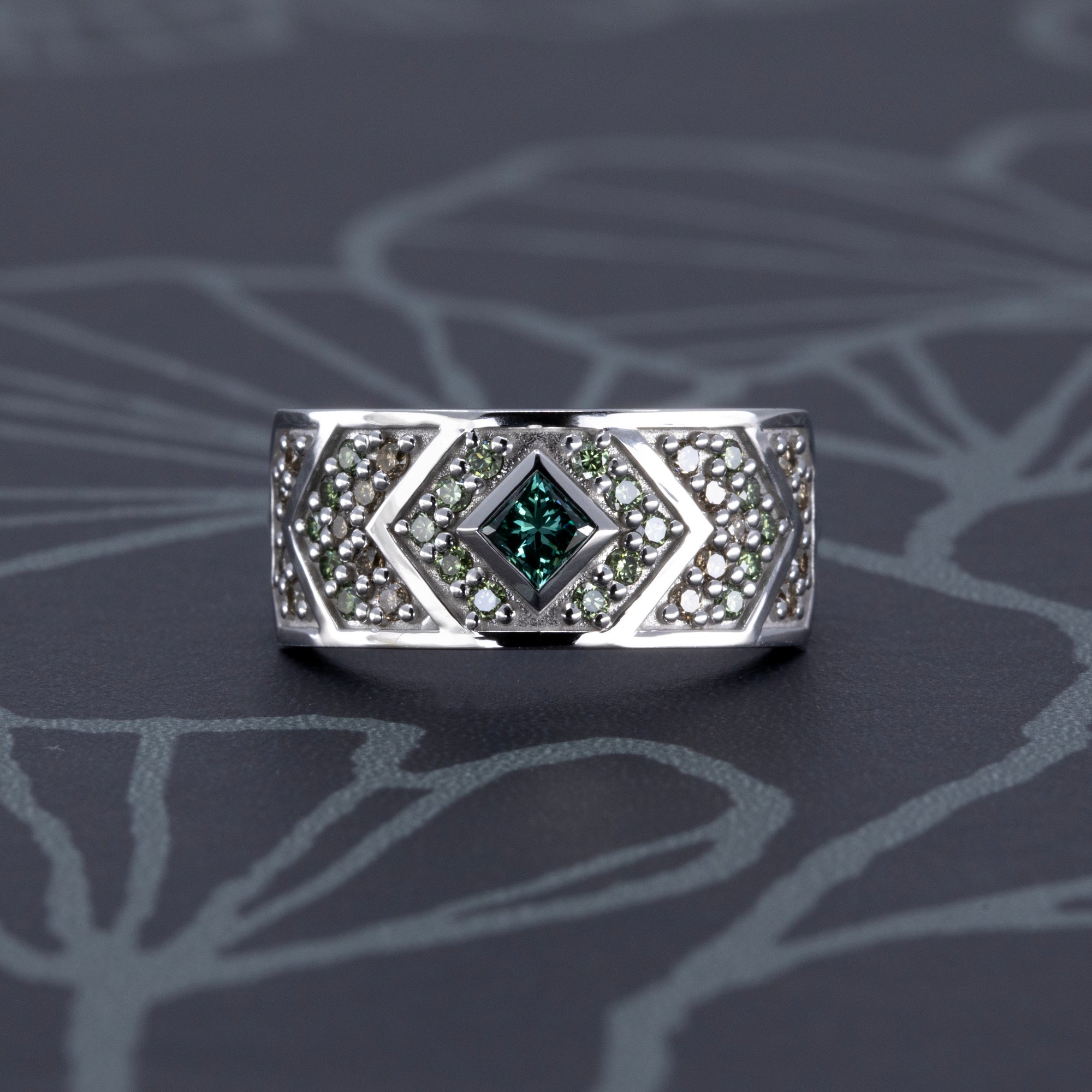 MOSAIQUE TEAL &amp; WHITE DIAMOND| White Gold