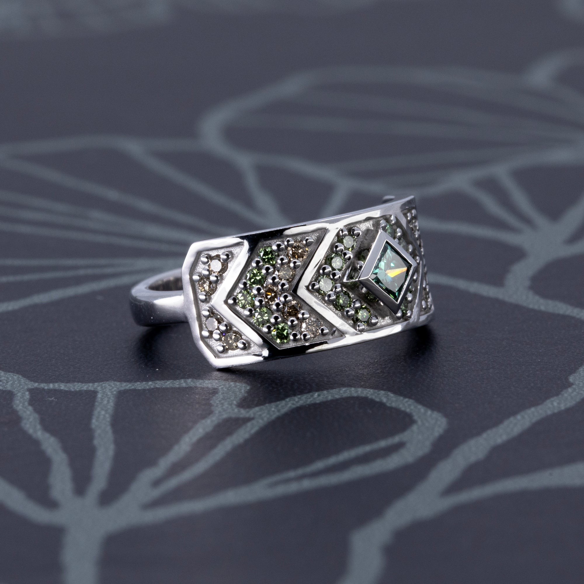 MOSAIQUE TEAL &amp; WHITE DIAMOND| White Gold