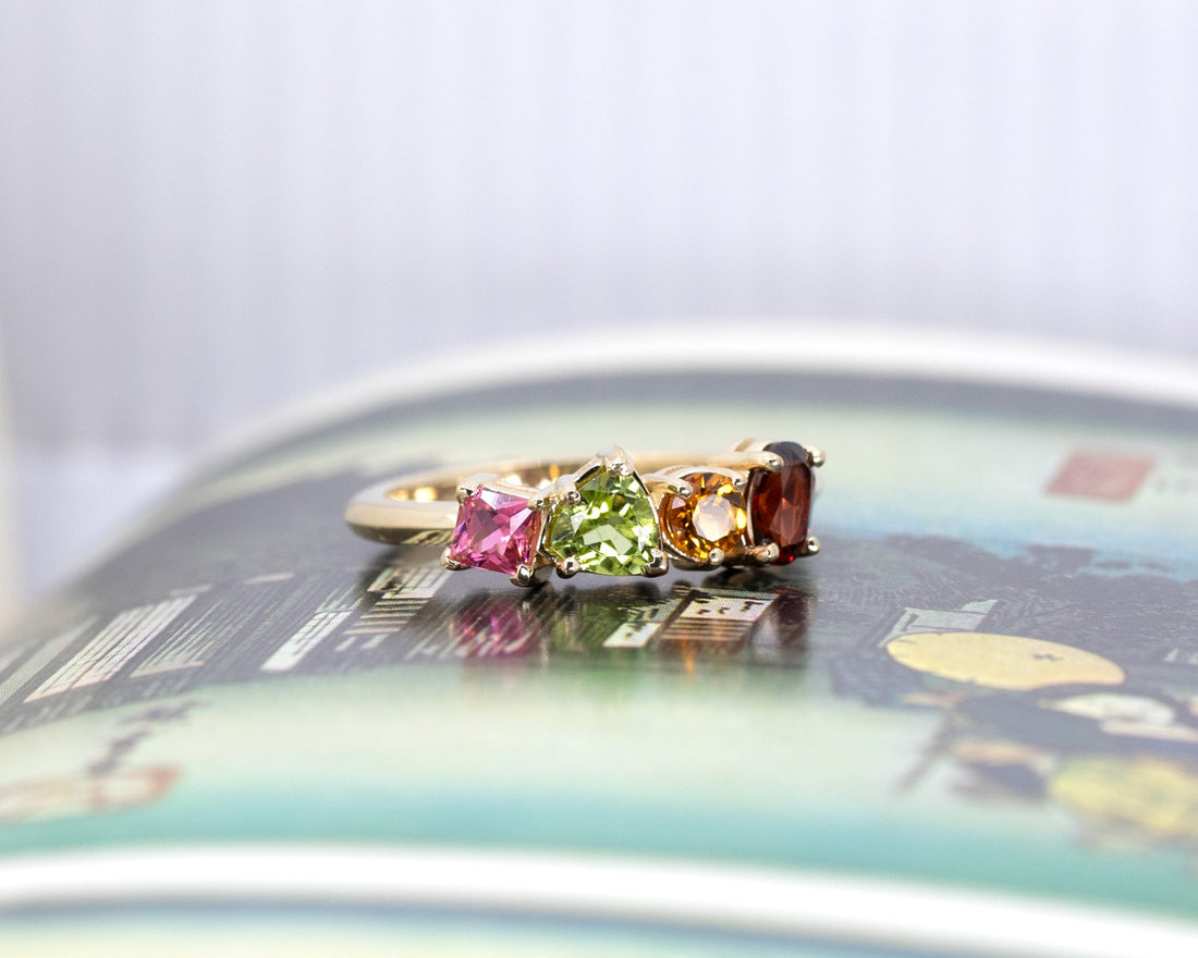Multi Color Birthstone Yellow Gold Ring