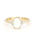 opal and diamond ring custom made in montreal by bena jewelry on white background