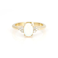 opal and diamond ring custom made in montreal by bena jewelry on white background