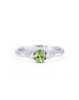 GREEN OVAL SAPPHIRE PRELUDE RING | White Gold
