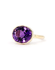 Edgy Oval Shape Fancy Amethyst Gold Cocktail Ring