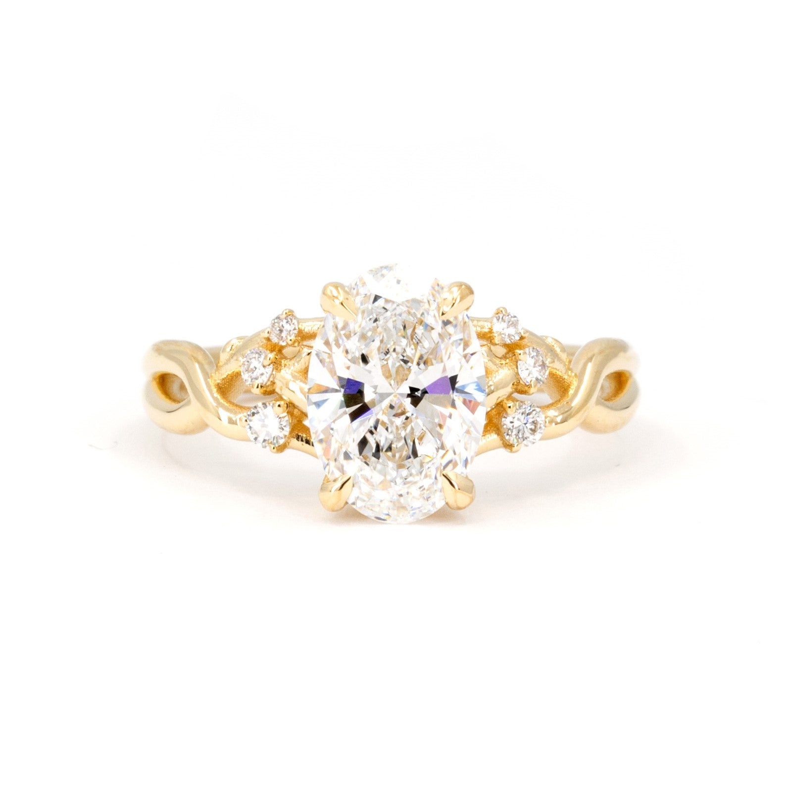 Oval Shape Diamond Organic Engagement Ring