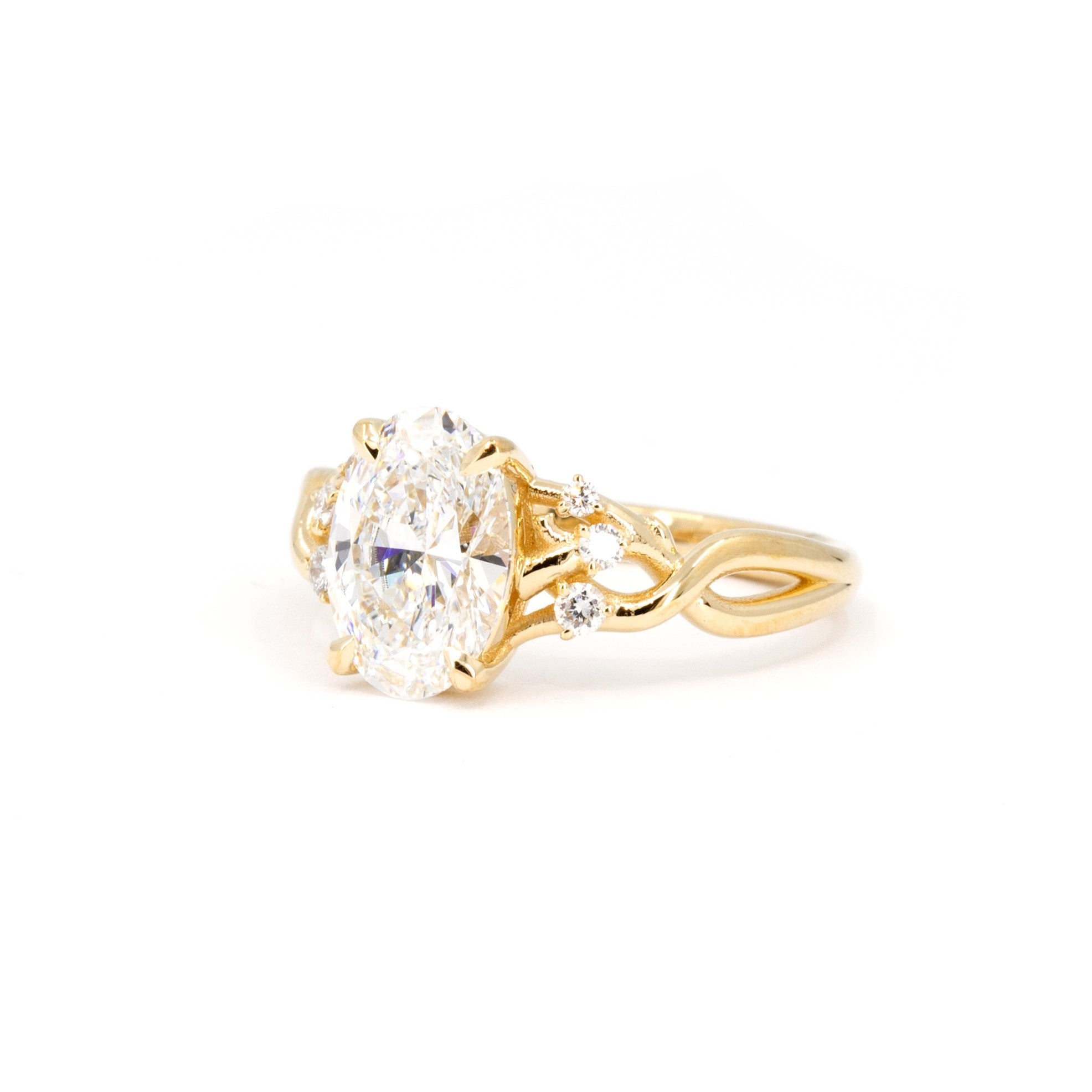 Oval Shape Diamond Organic Engagement Ring