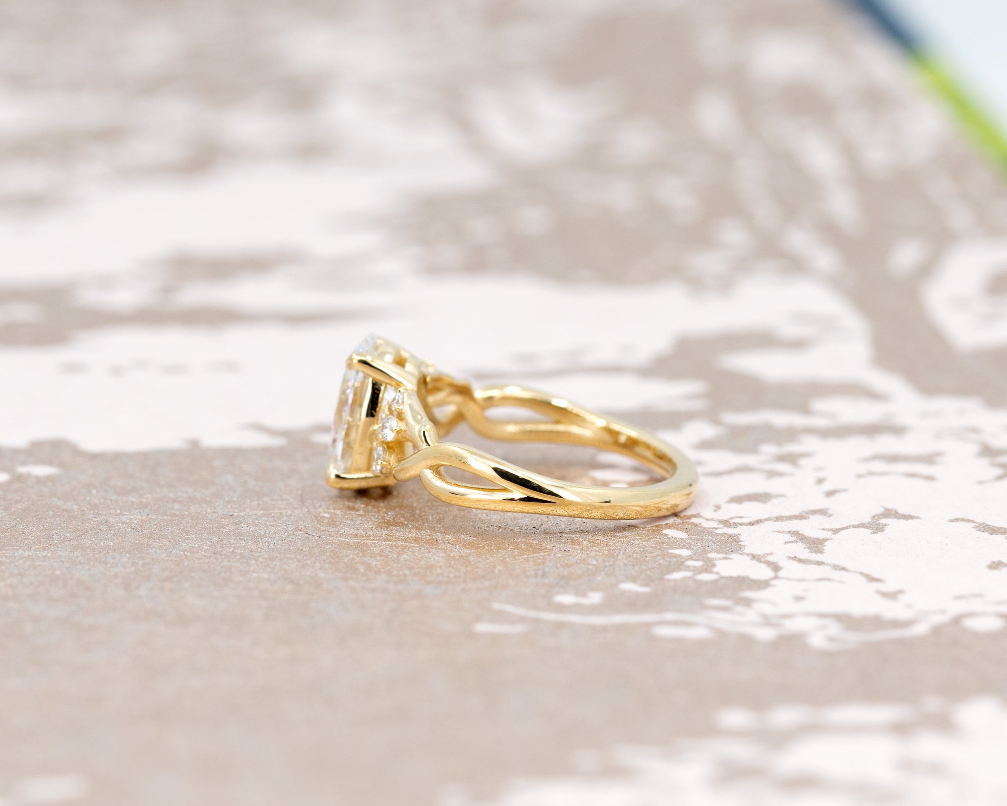 Oval Shape Diamond Organic Engagement Ring