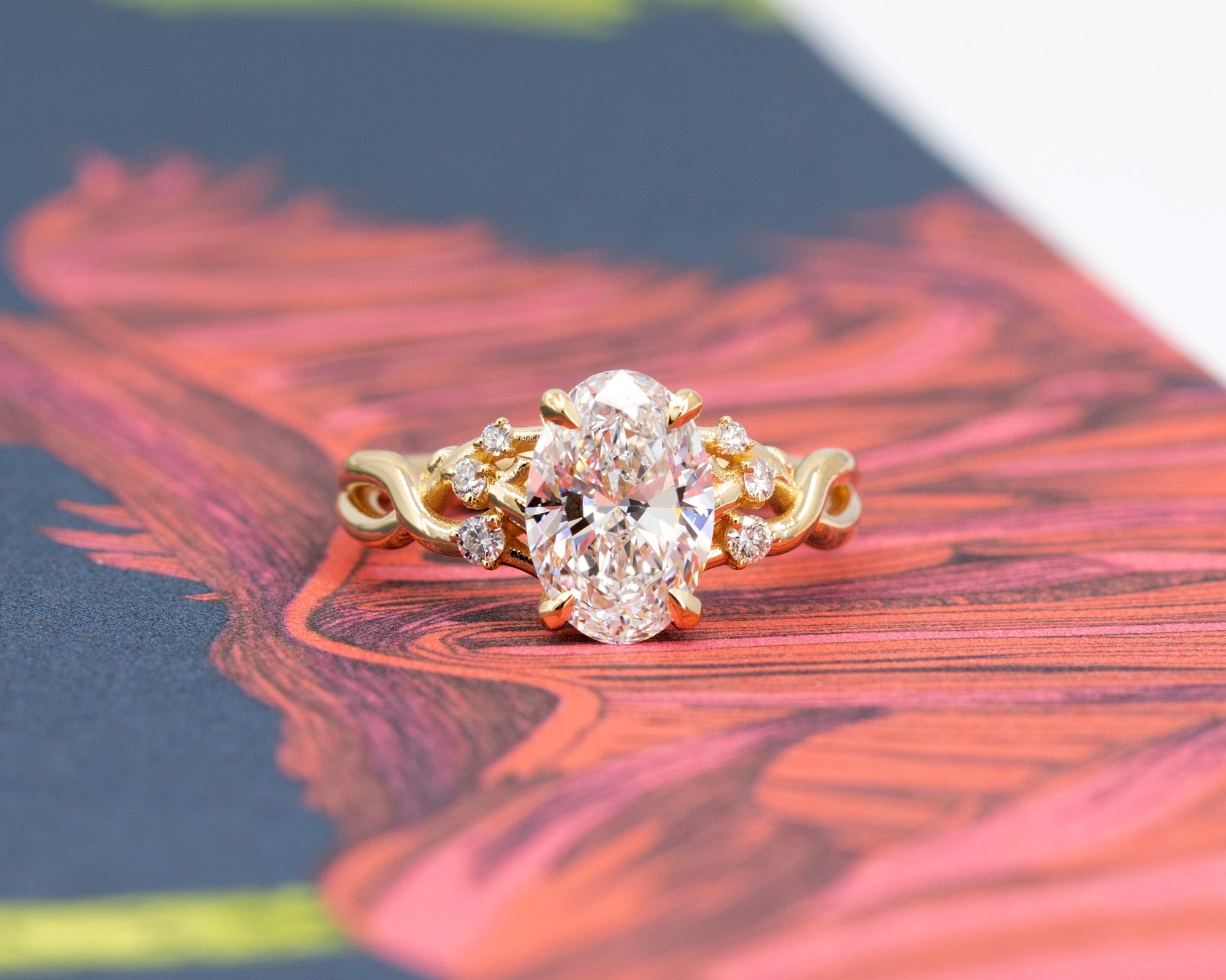 Oval Shape Diamond Organic Engagement Ring
