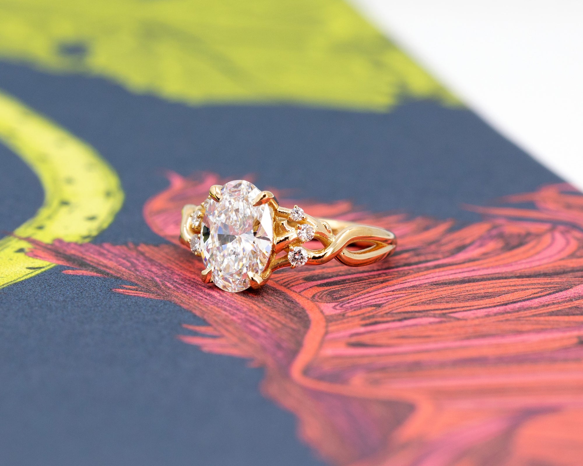 Oval Shape Diamond Organic Engagement Ring