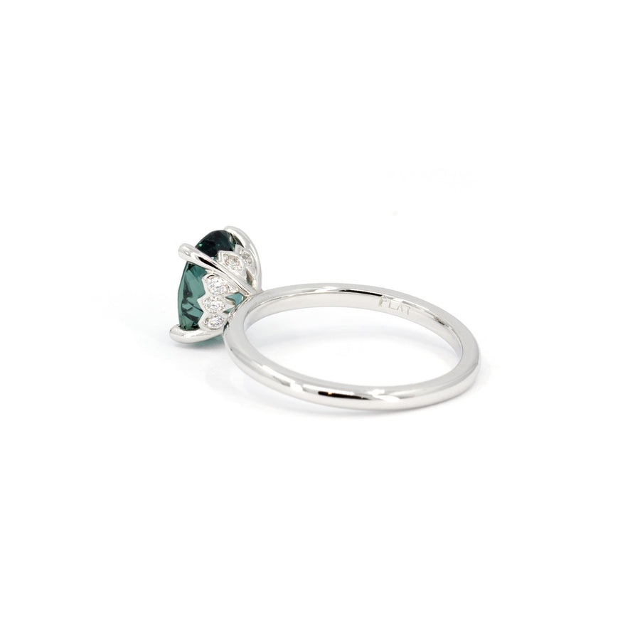 Oval Shape Australian Sapphire Platinum Engagement Ring