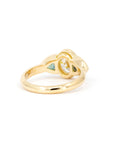 Oval Diamond Trillion Shape Teal Sapphire Gold Ring