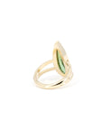 Pear Shape Green Tourmaline Yellow Gold Bezel Setting Ring