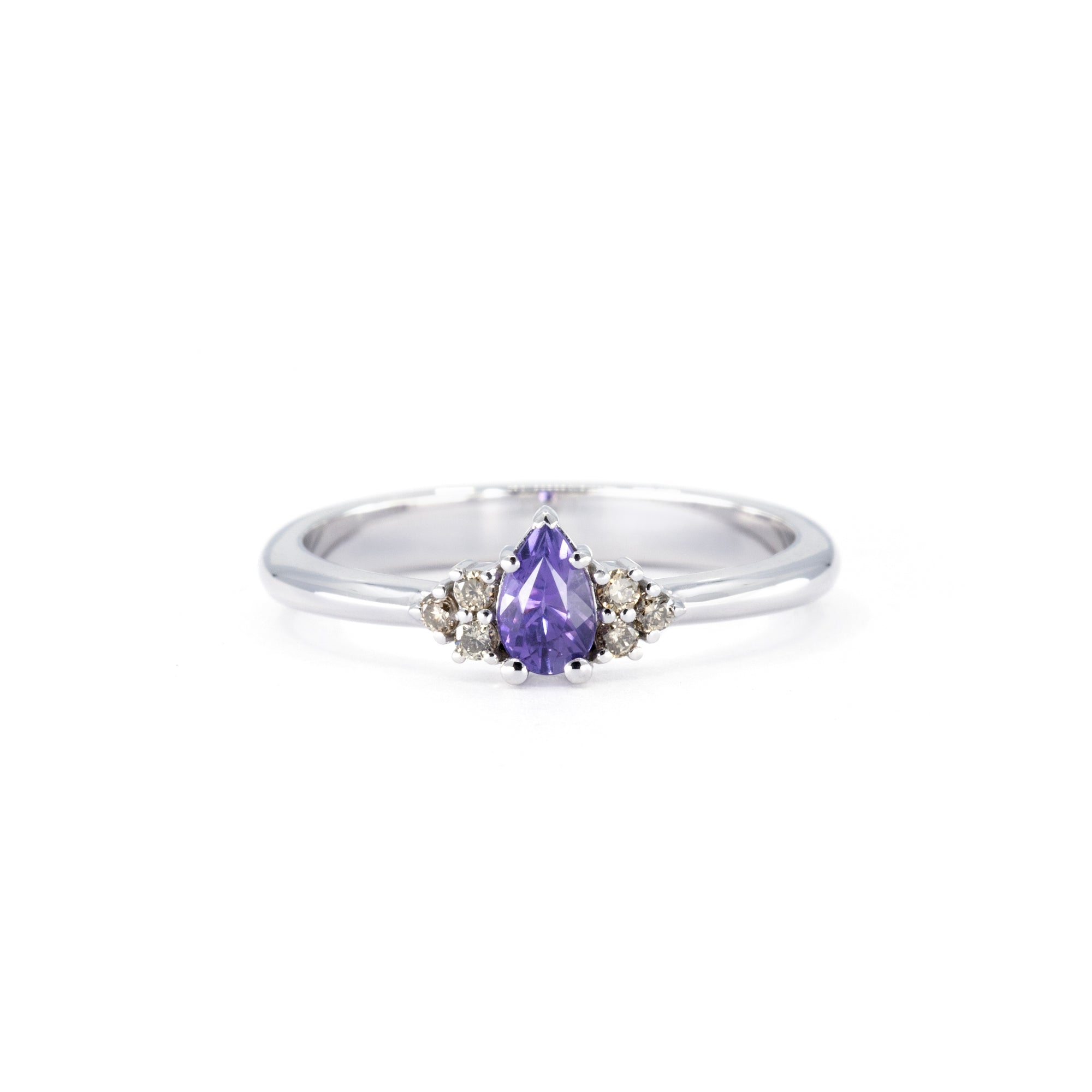 PURPLE PEAR SHAPE DESIR RING | White Gold