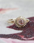 PINK DIAMOND BEZEL SET MILIGRAIN RING | Yellow Gold