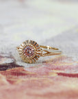 PINK DIAMOND BEZEL SET MILIGRAIN RING | Yellow Gold
