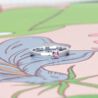 Minimalist Pink Sapphire Baguette White Gold Ring