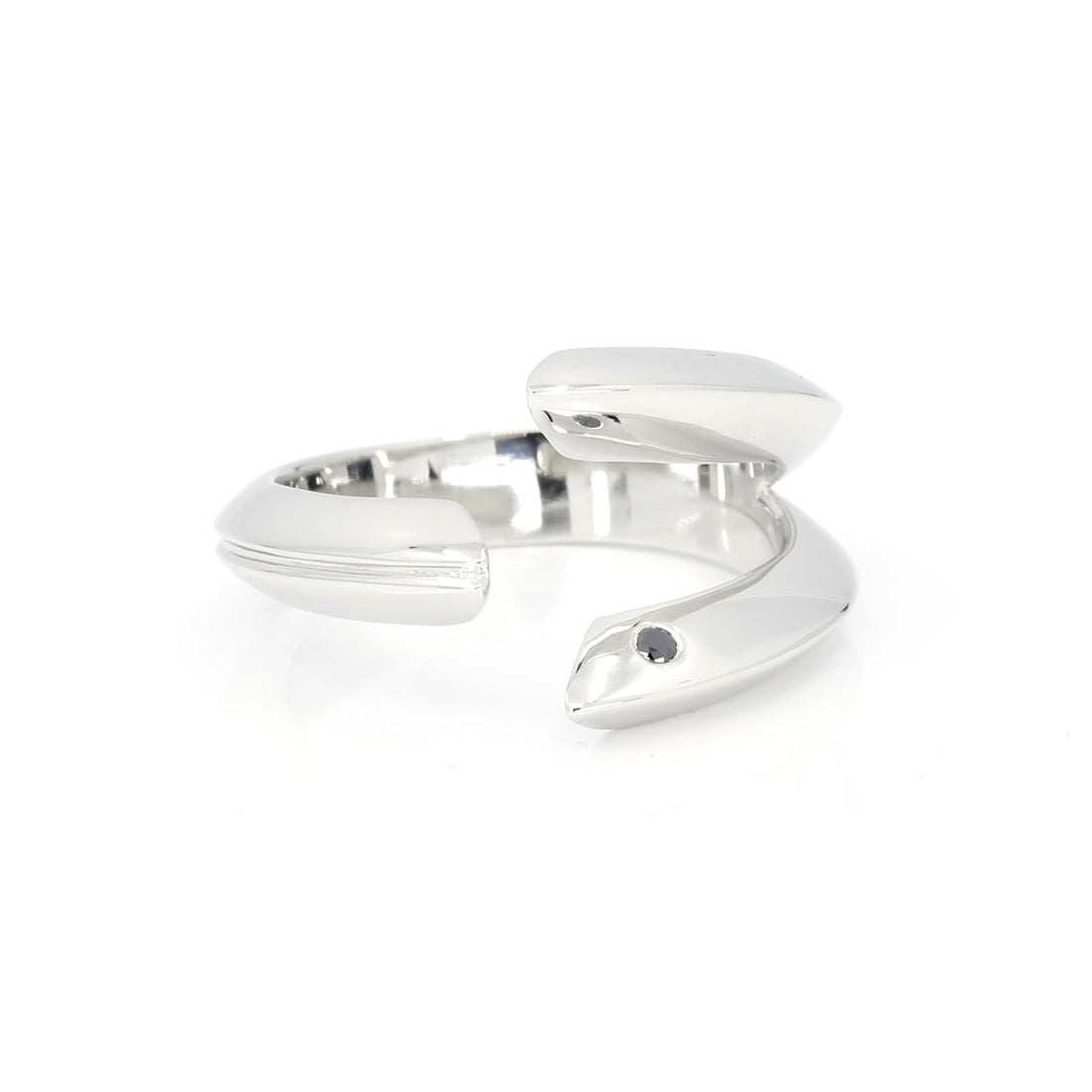 Platinium Custom Fangs Ring With Black Diamond