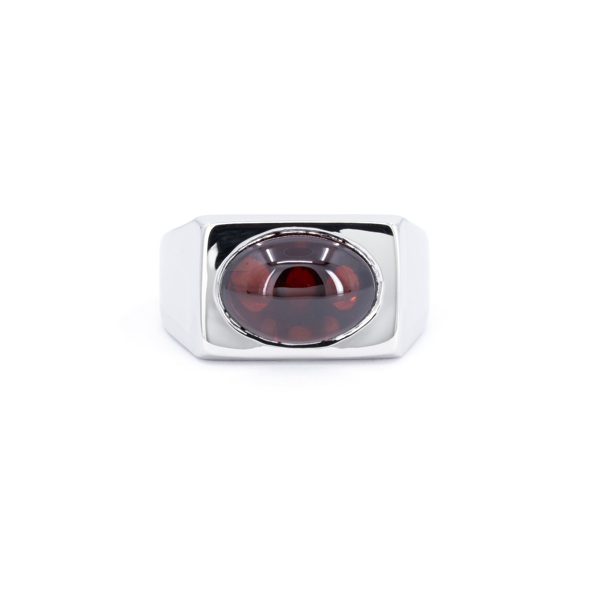 CABOCHON GARNET SIGNET RING | Platimum