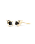 PRINCESS BLACK DIAMOND STUDS | Yellow Gold