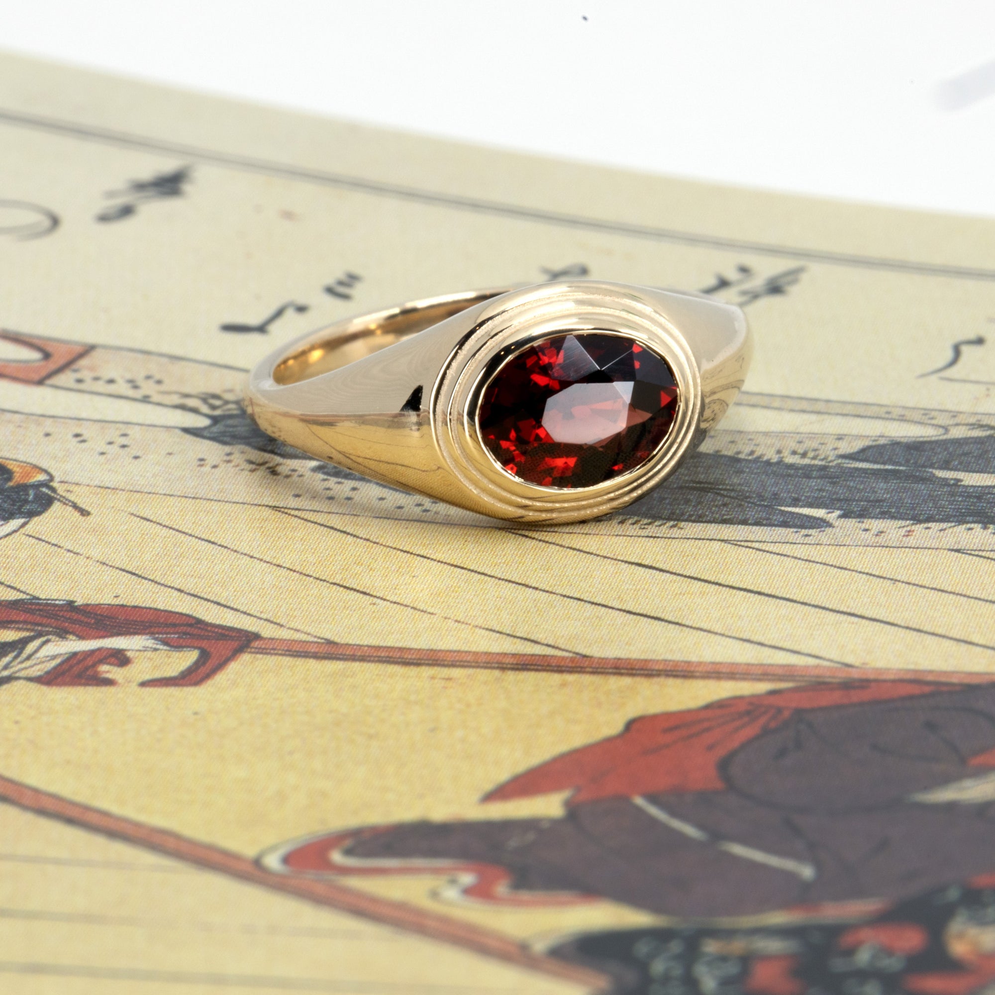 BEZEL OVAL PYROPE | Yellow Gold Ring