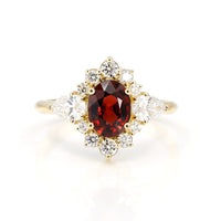 pyrope garnet diamond engagement ring custom made in montreal by bena jewelry on white background